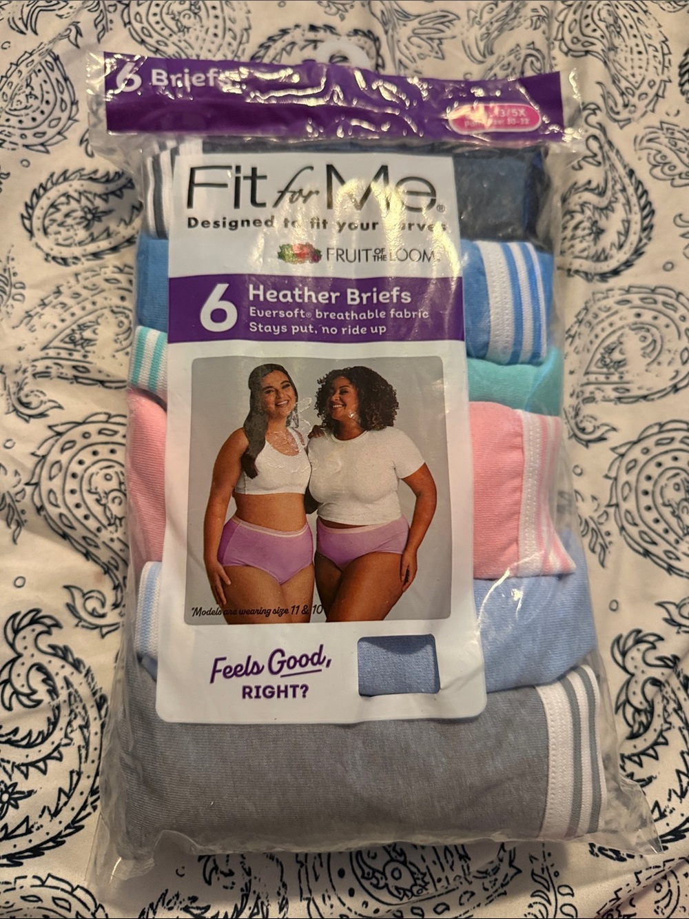 Fruit of the Loom Heather Briefs - Blue, Pink, Gray, Mint (6-Pack)